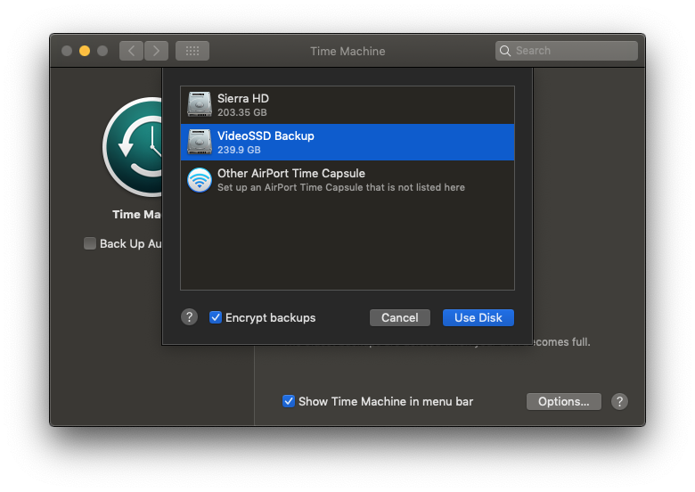 encrypt your bavkup drive for mac